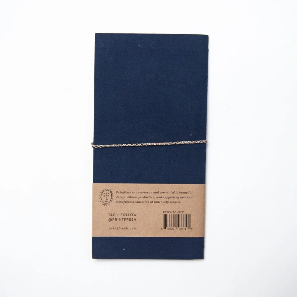 Print Fresh Fabric Travel Journal 10-Day Itinerary in Navy Blue